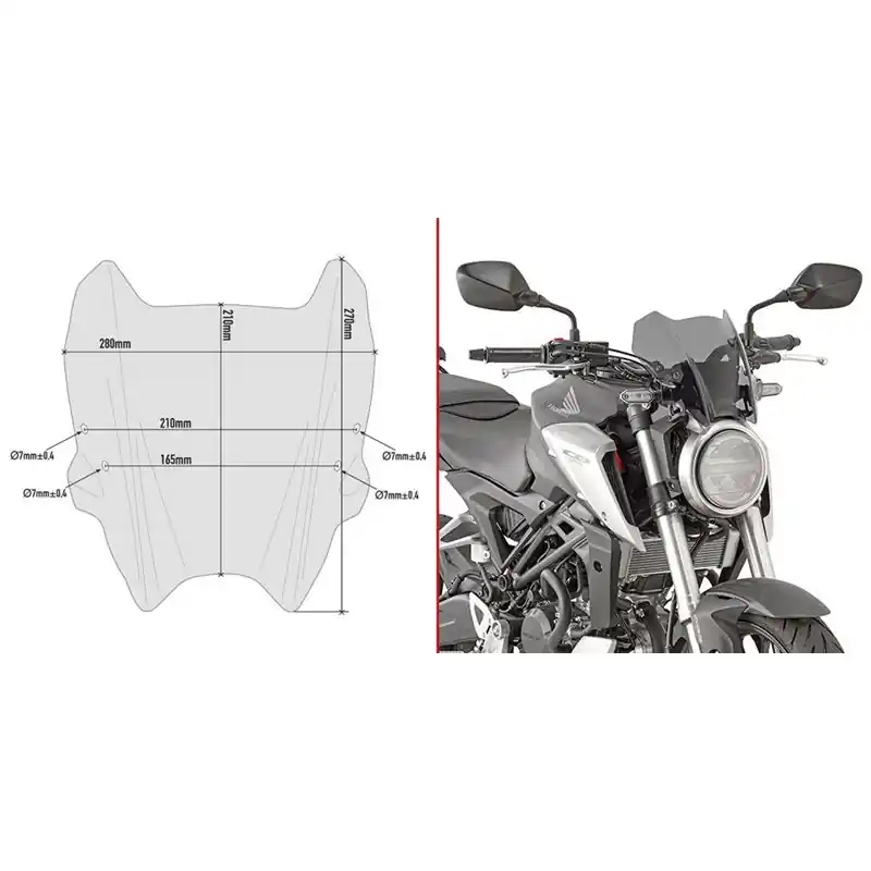 GIVI A1164 plexi Honda CB 300 R 2018 - 2019 Bestseller