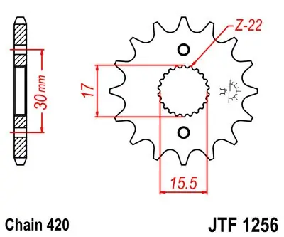 Železné řetězové kolečko JT Sprockets JTF 1256-15 Honda Direct Verzonden