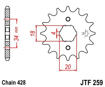 Železné řetězové kolečko JT Sprockets JTF 259-17 Honda/Derbi/Kymco/Daelim Direct Beschikbaar