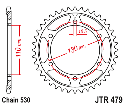 Železná řetězová rozeta JT Sprockets JTR 479-43 Yamaha/Kawasaki Populair