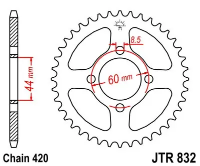 Laatste Versie Železná řetězová rozeta JT Sprockets JTR 832-46 Yamaha/MBK