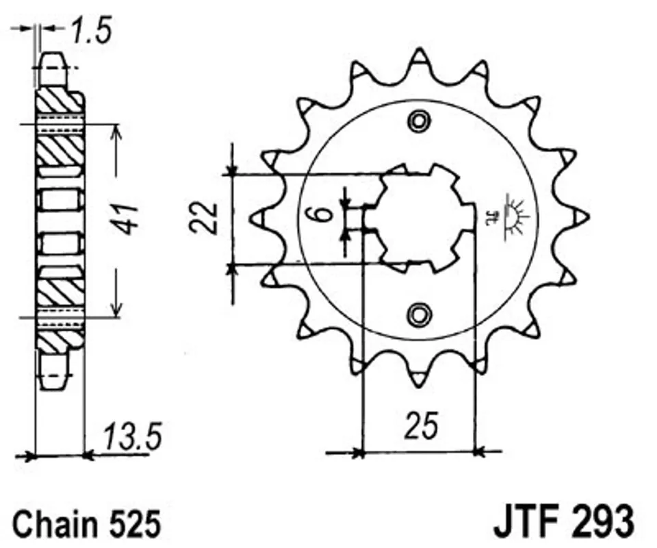 Rechtstreeks Van De Fabrikant Řetězové kolečko JT JTF 293-14 14 zubů, 525