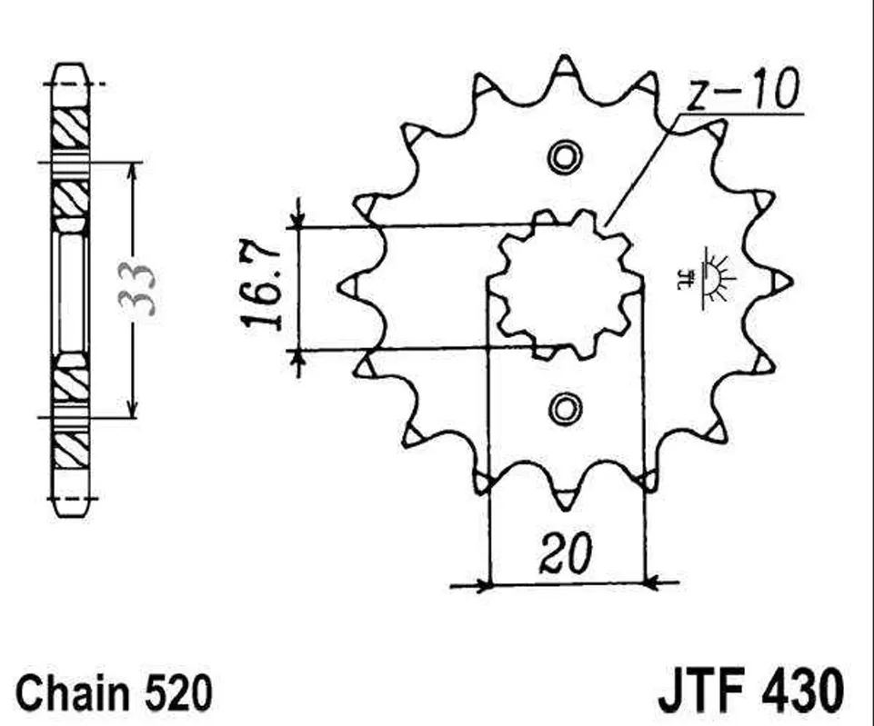 Řetězové kolečko JT JTF 430-12 12 zubů, 520 Seizoensaanbieding