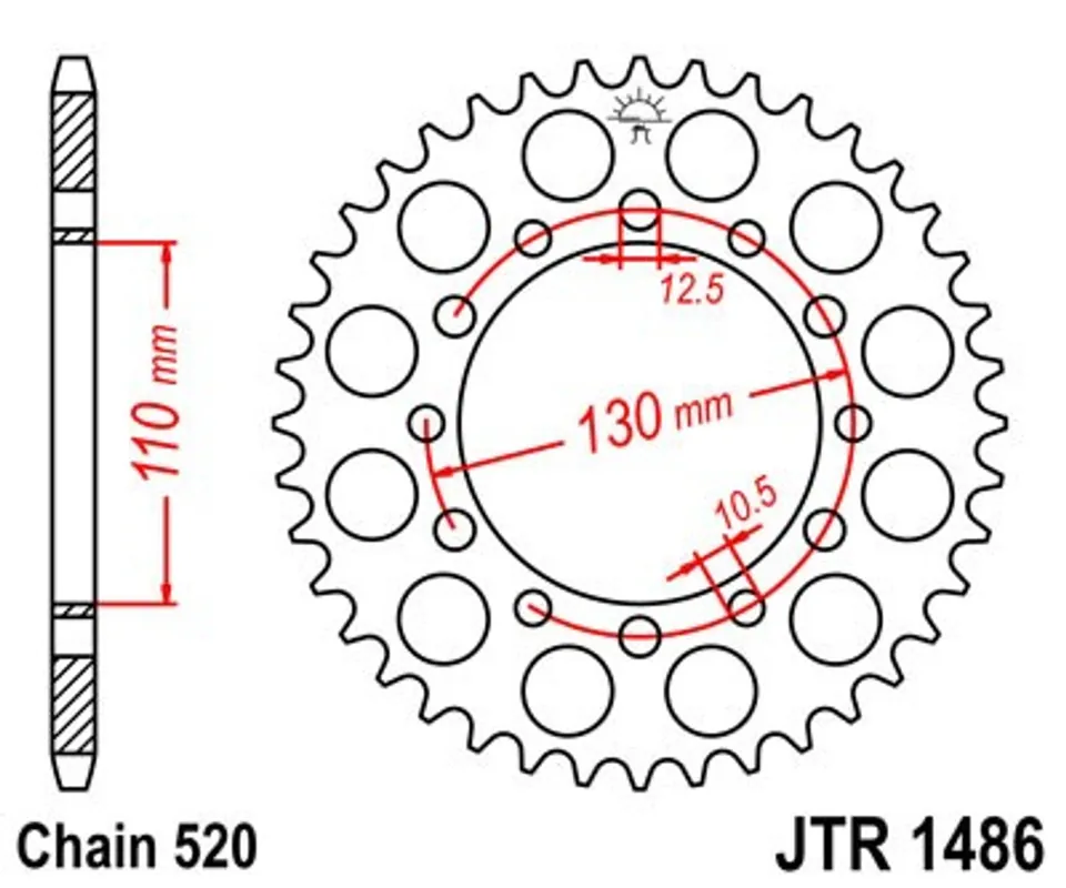 Meest Verkocht Řetězová rozeta JT JTR 1486-44 44 zubů, 520