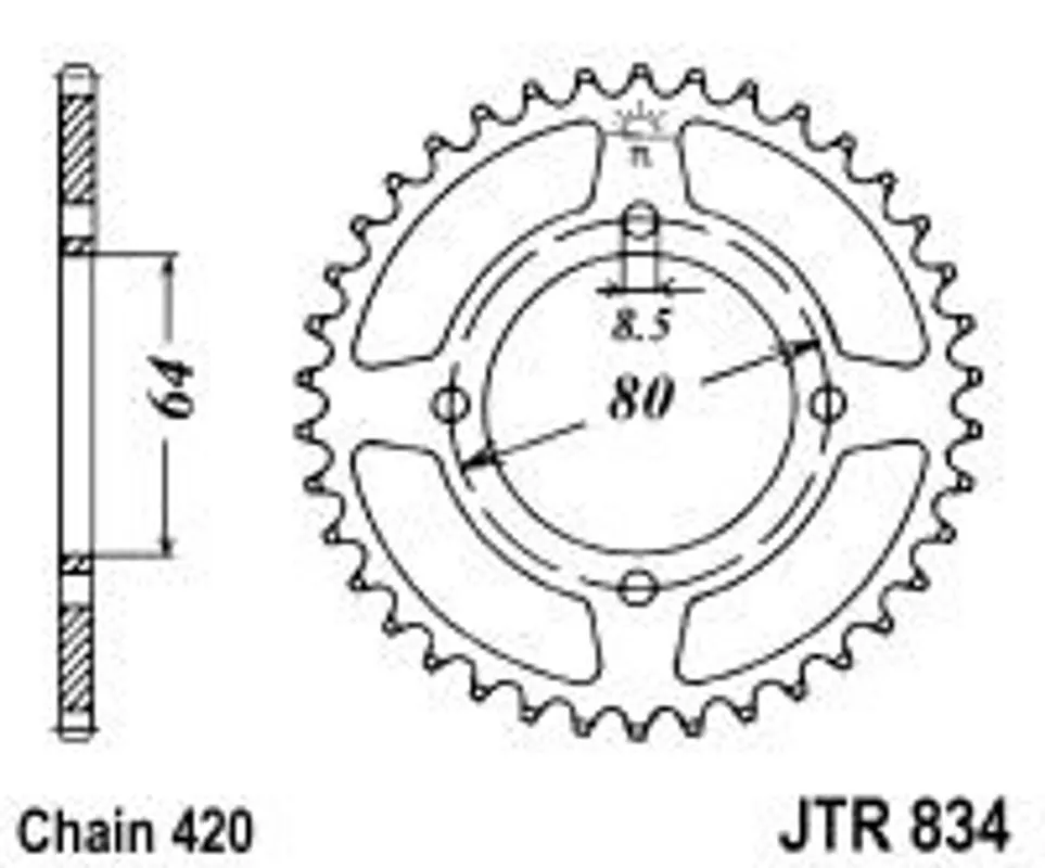 Řetězová rozeta JT JTR 834-36 36 zubů, 420 Direct Beschikbaar