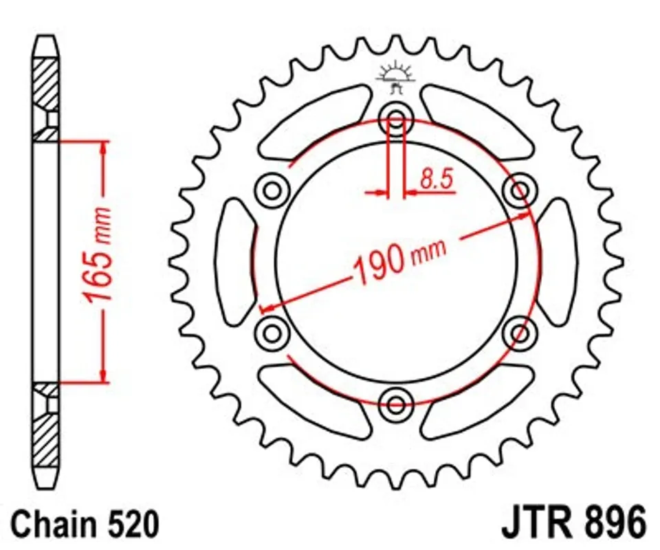 Řetězová rozeta JT JTR 896-48 48 zubů, 520 Op = Op