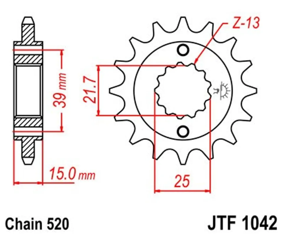 Řetězové kolečko JT JTF 1042-14 14 zubů, 520 Dagaanbieding