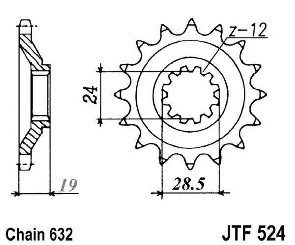 Betaalbaar Řetězové kolečko JT JTF 524-15 15 zubů, 632