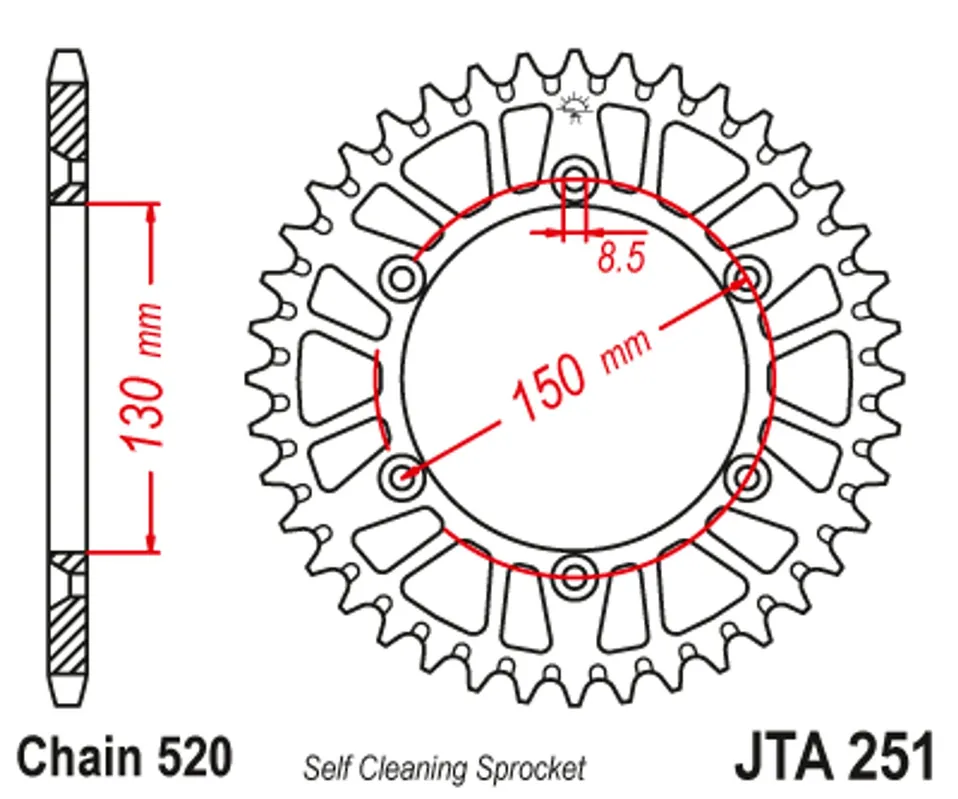 Flitsaanbieding Hliníková řetězová rozeta JT JTA 251-51BLK 51 zubů, 520 černá