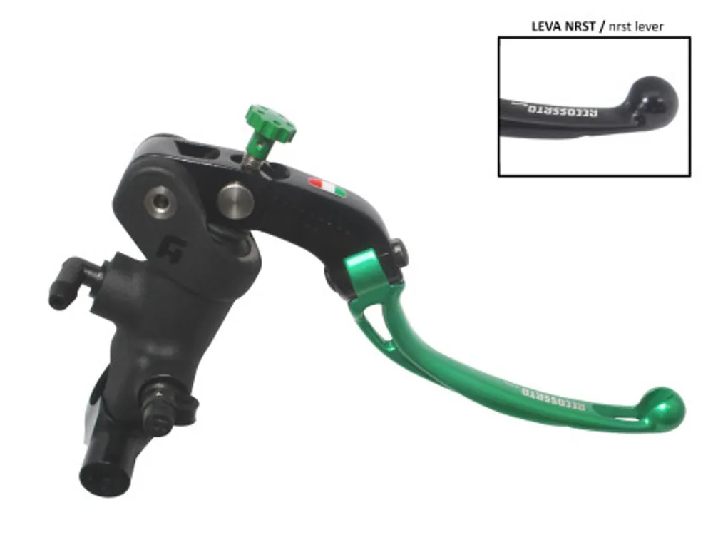 Radial brake master cylinder ACCOSSATO 19 x 19 with folding lever,green Superprijs
