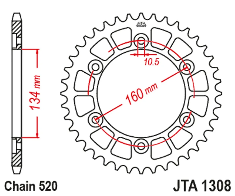 Finale Uitverkoop Hliníková řetězová rozeta JT JTA 1308-42GLD 42)T, nt((520 zlatá