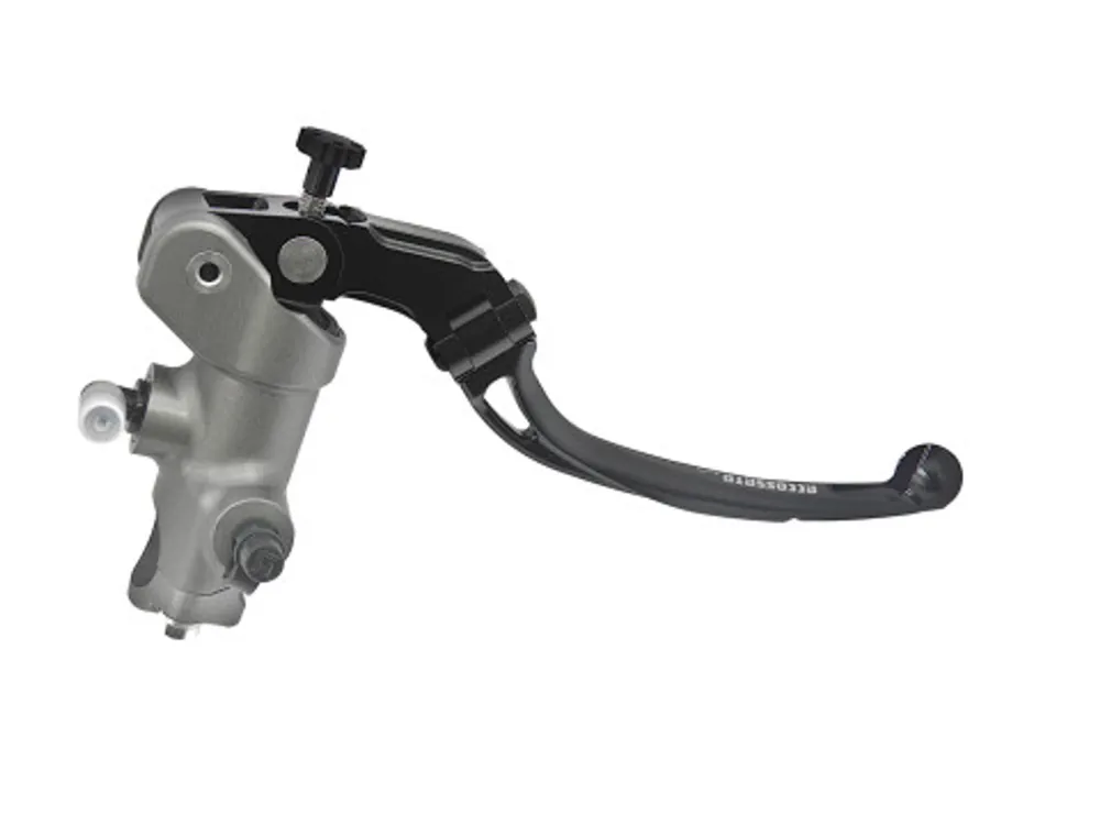 Accossato Radial Brake Master Cylinder ACCOSSATO 15x19 with black anodyzed body and folding green lever (nut+lever) Exclusieve Aanbieding