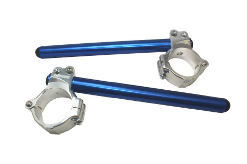Aluminium-forged clip-ons ACCOSSATO with metal clamp composed of 2 half-rings 10 degrees inclination, blue Superprijs