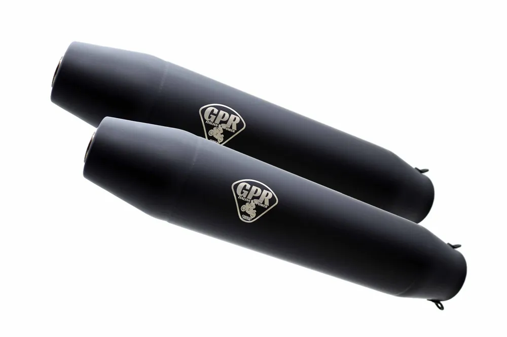 Shop Nu Sada dvojité univerzální koncovky výfuku GPR DEEPTONE CAFÉ RACER CAFE.57.DN Matná černá bez propojovacích trubek